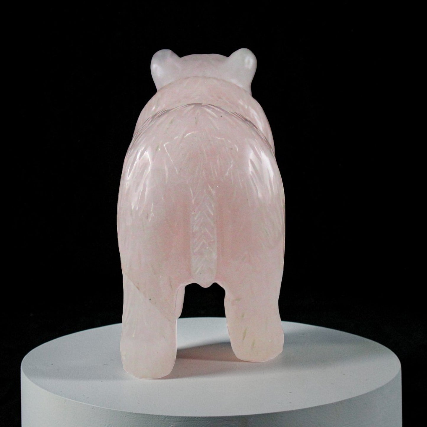 Hand-Carved Rose Quartz Bear Figurine – Natural Pink Gemstone Animal