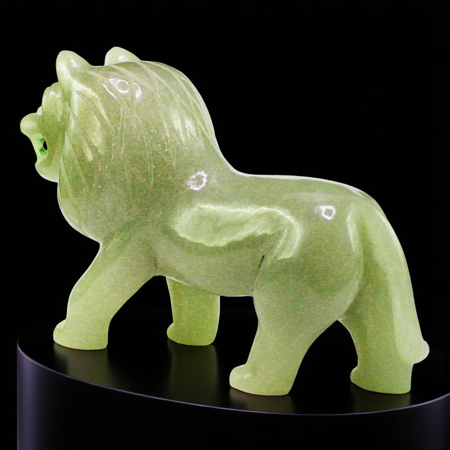 Grape Green Aventurine Quartz Lion Figurine – Hand Carved Gemstone