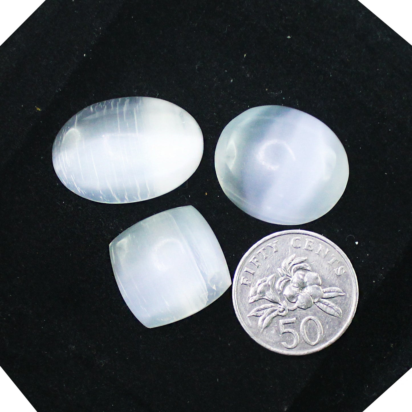 Natural Selenite Cabochon Lot – Polished White Selenite Gemstones for Jewelry & Crafts