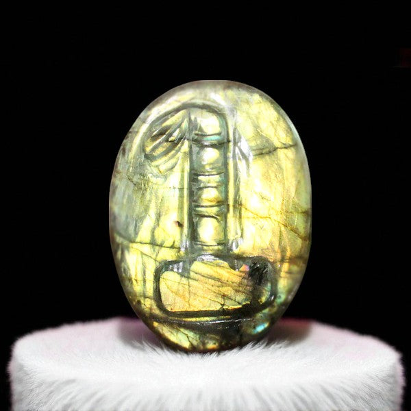 Unique Nat. Labradorite Gemstone Hammer Inspired Carved Cabochon