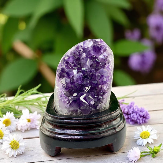 Beautiful Nat. Amethyst Cluster Geode – Deep Purple Crystals in Sparkling Geode Formation