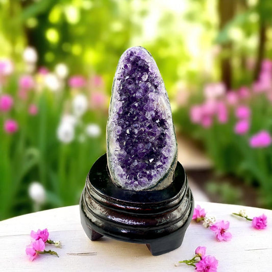 Beautiful Nat. Amethyst Cluster Geode – Deep Purple Crystals in Sparkling Geode Formation