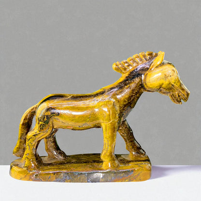 Hand-Carved Golden Tiger Eye Horse – Polished Gemstone Animal Figurine