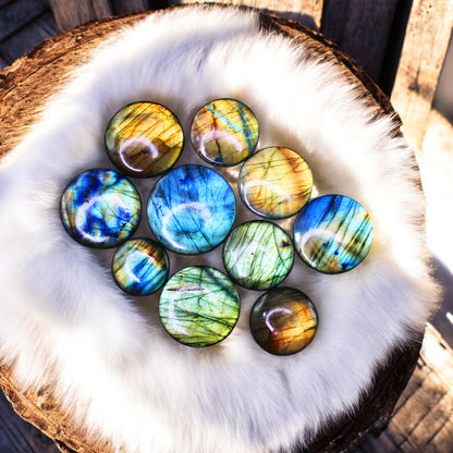 Premium & Rare Nat. Labradorite Full Color Sheen Gemstone Cabochons Lot