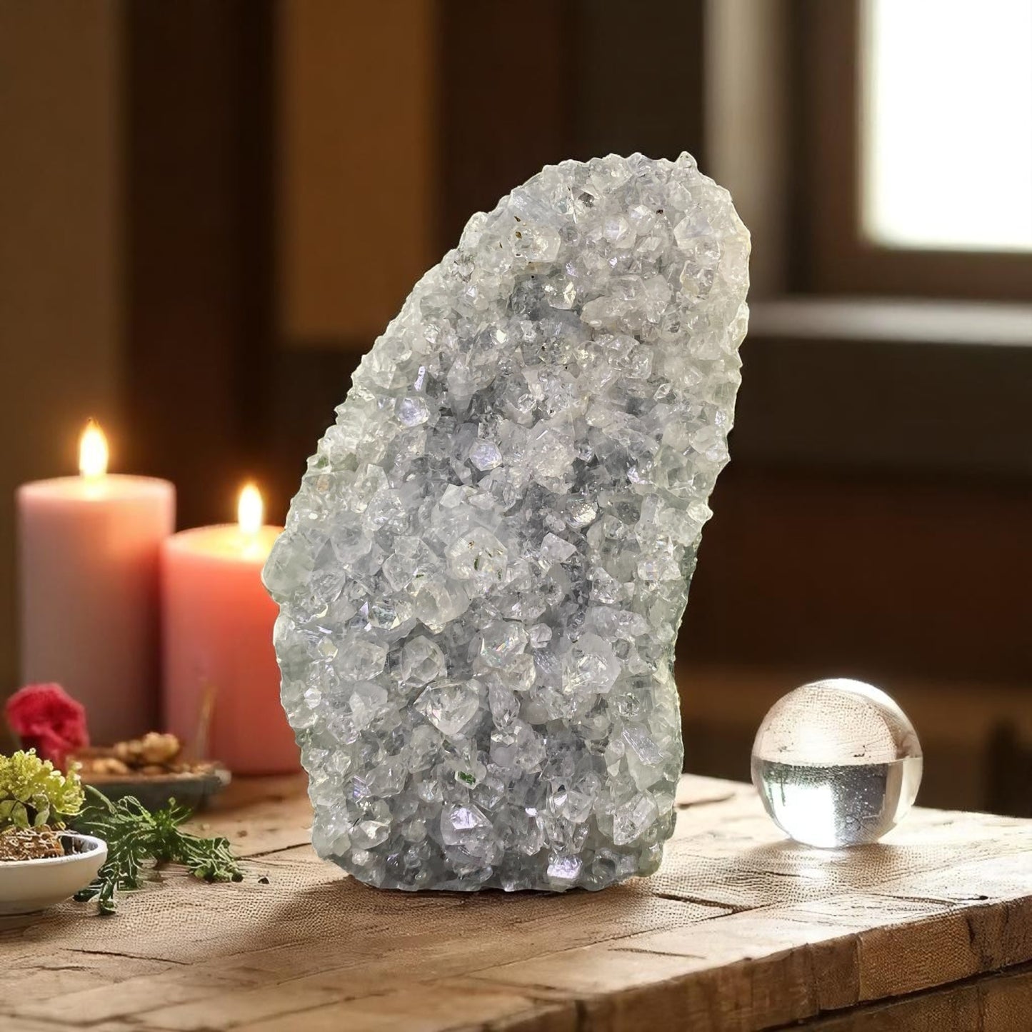 Premium Quality Apophyllite Cluster – Glassy Clear Crystals with Intense Natural Sparkle