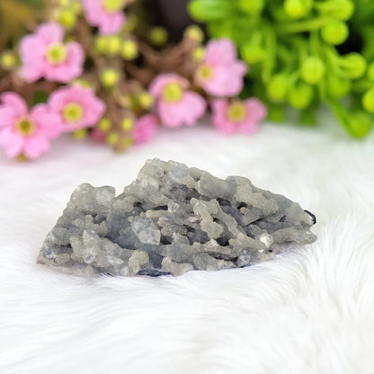 Premium Apophyllite Geode Cluster – Radiant Clear Points in Volcanic Black Chalcedony