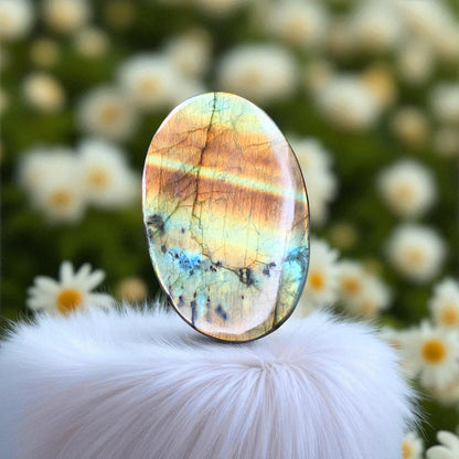 Elegant Nat. Color Sheen Labradorite Gemstone Shiva Carved Cabochon