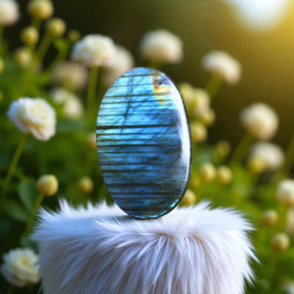 Elegant Nat. Color Sheen Labradorite Gemstone Shiva Carved Cabochon