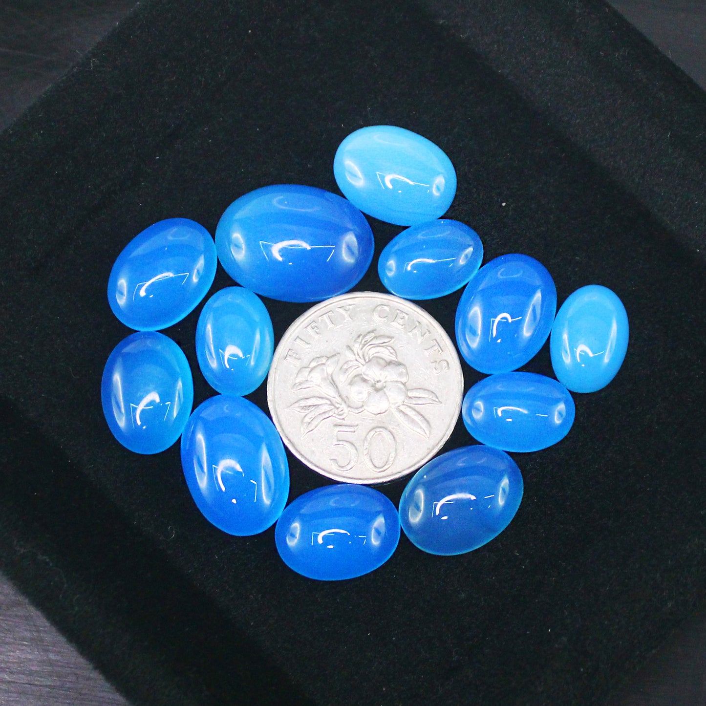 Natural Blue Chalcedony Cabochon Lot Smooth Polished Loose Gemstones