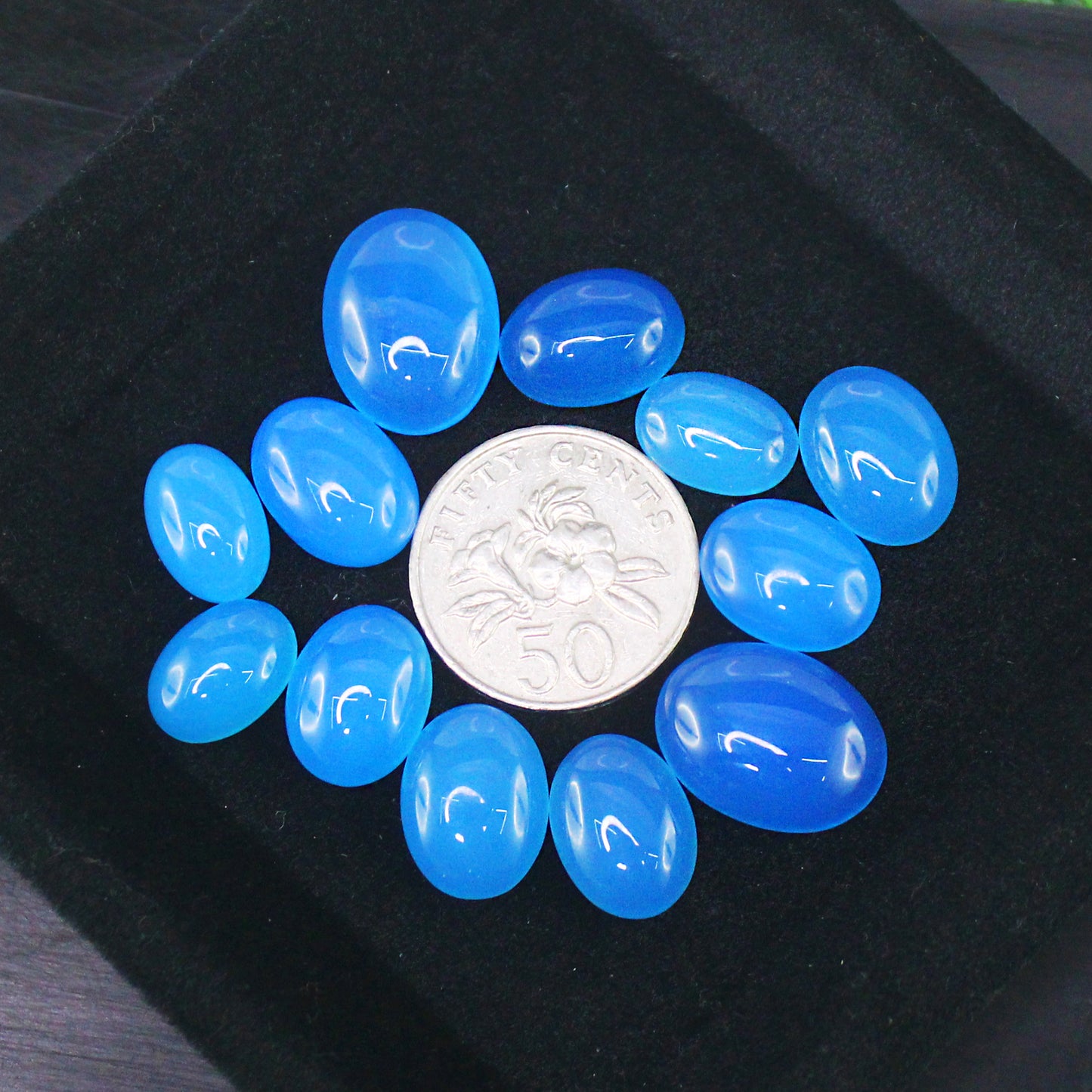 Natural Blue Chalcedony Cabochon Lot Smooth Polished Loose Gemstones
