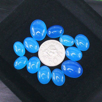Natural Blue Chalcedony Cabochon Lot Smooth Polished Loose Gemstones
