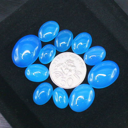 Natural Blue Chalcedony Cabochon Lot Smooth Polished Loose Gemstones