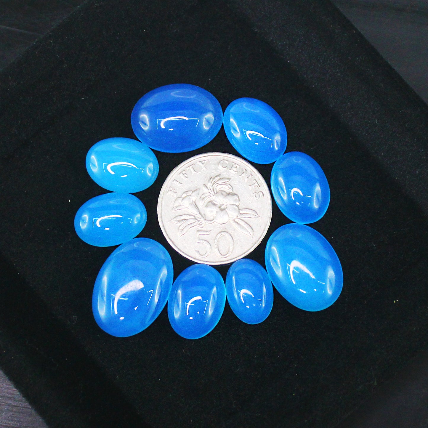 Natural Blue Chalcedony Cabochon Lot Smooth Polished Loose Gemstones