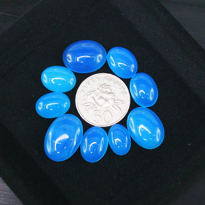 Natural Blue Chalcedony Cabochon Lot Smooth Polished Loose Gemstones