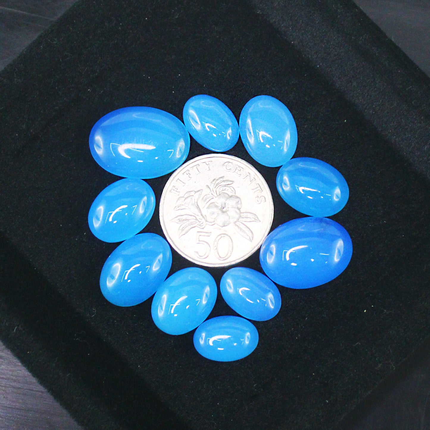 Natural Blue Chalcedony Cabochon Lot Smooth Polished Loose Gemstones