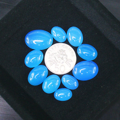 Natural Blue Chalcedony Cabochon Lot Smooth Polished Loose Gemstones