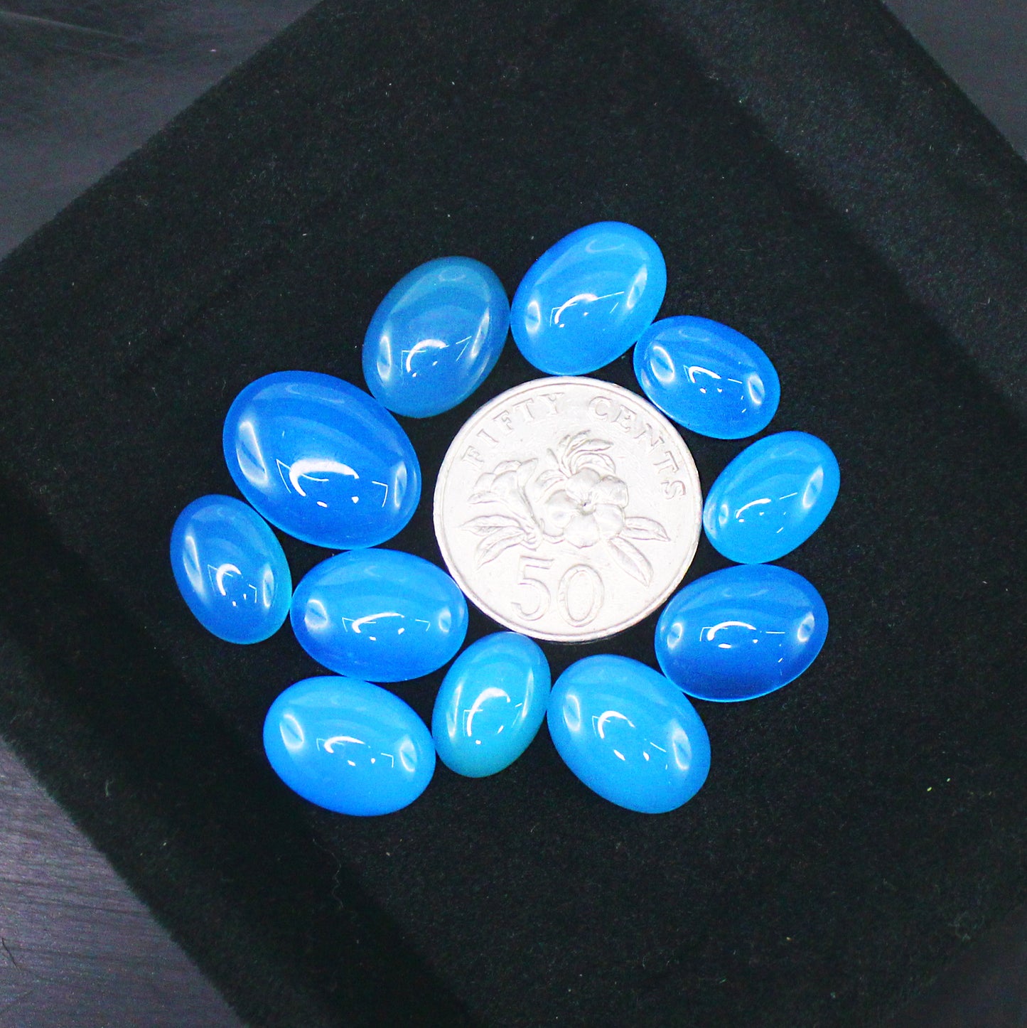 Natural Blue Chalcedony Cabochon Lot Smooth Polished Loose Gemstones