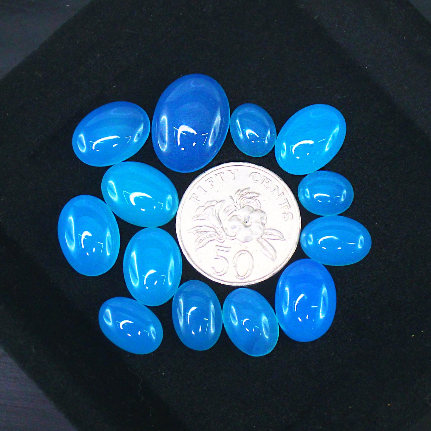 Natural Blue Chalcedony Cabochon Lot Smooth Polished Loose Gemstones
