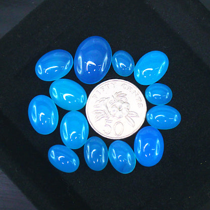 Natural Blue Chalcedony Cabochon Lot Smooth Polished Loose Gemstones