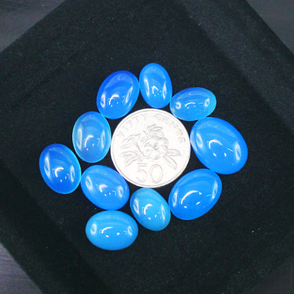 Natural Blue Chalcedony Cabochon Lot Smooth Polished Loose Gemstones
