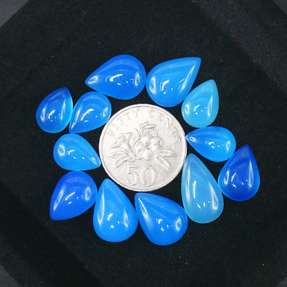 Natural Blue Chalcedony Cabochon Lot Smooth Polished Loose Gemstones