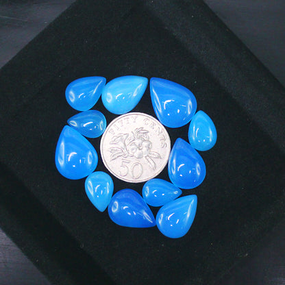 Natural Blue Chalcedony Cabochon Lot Smooth Polished Loose Gemstones