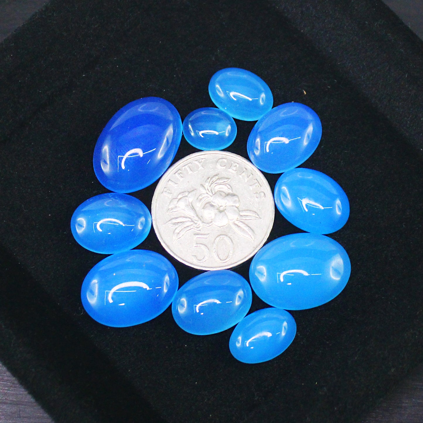 Natural Blue Chalcedony Cabochon Lot Smooth Polished Loose Gemstones