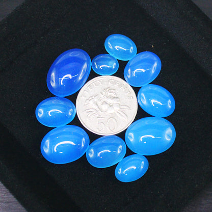 Natural Blue Chalcedony Cabochon Lot Smooth Polished Loose Gemstones