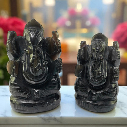 Natural Smoky Quartz Ganesha – Hand-Carved Protection & Healing Idol