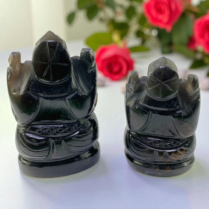 Natural Smoky Quartz Ganesha – Hand-Carved Protection & Healing Idol