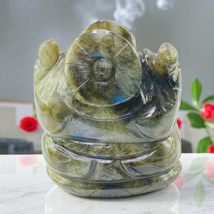 Natural Labradorite Ganesha – Carved Crystal for Transformation & Magic