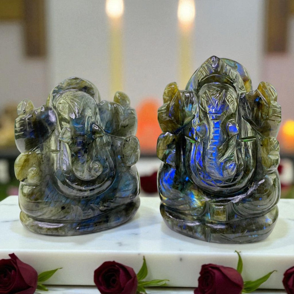 Natural Labradorite Ganesha – Carved Crystal for Transformation & Magic