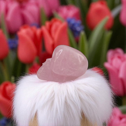 Natural Rose Quartz Skull Head – Carved Gemstone for Love & Healing Energy