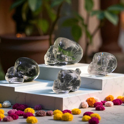 Natural Rock Crystal Sphatik Skull Head – Clear Quartz for Clarity & Energy