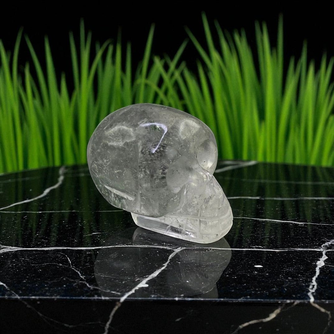 Natural Rock Crystal Sphatik Skull Head – Clear Quartz for Clarity & Energy