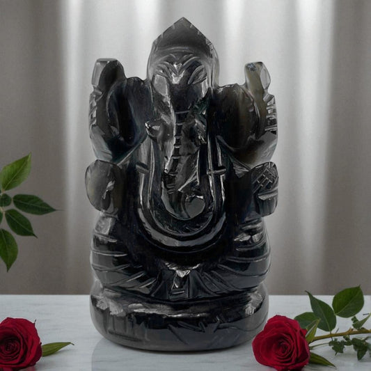 Natural Smoky Quartz Ganesha – Hand-Carved Protection & Healing Idol