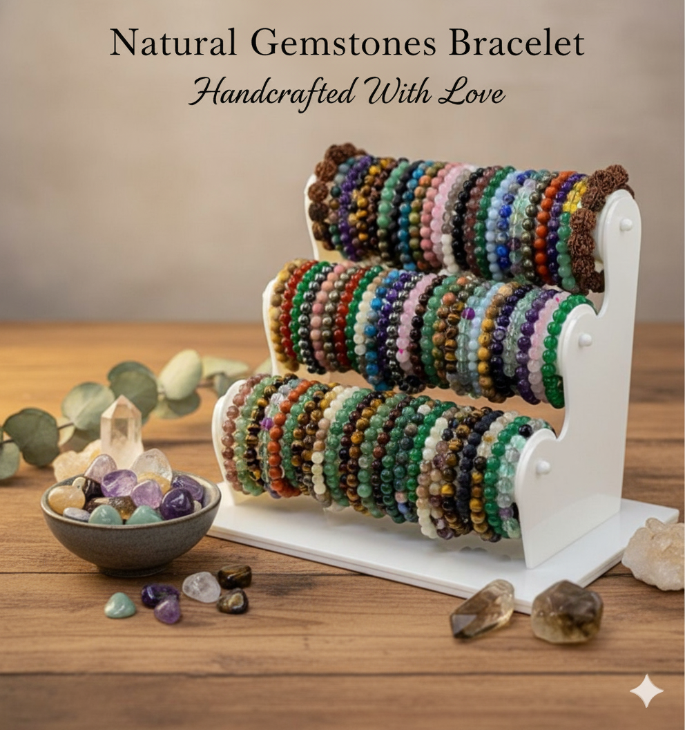 Natural Gemstone Stretch Bracelets – Round Beads
