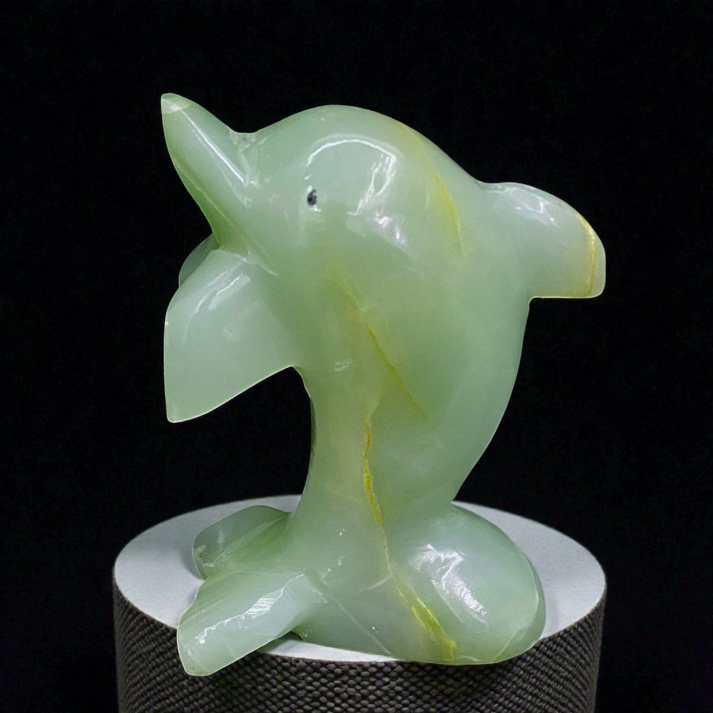 Afghanistan Onyx Dolphin Figurine – Hand-Carved Gemstone Animal
