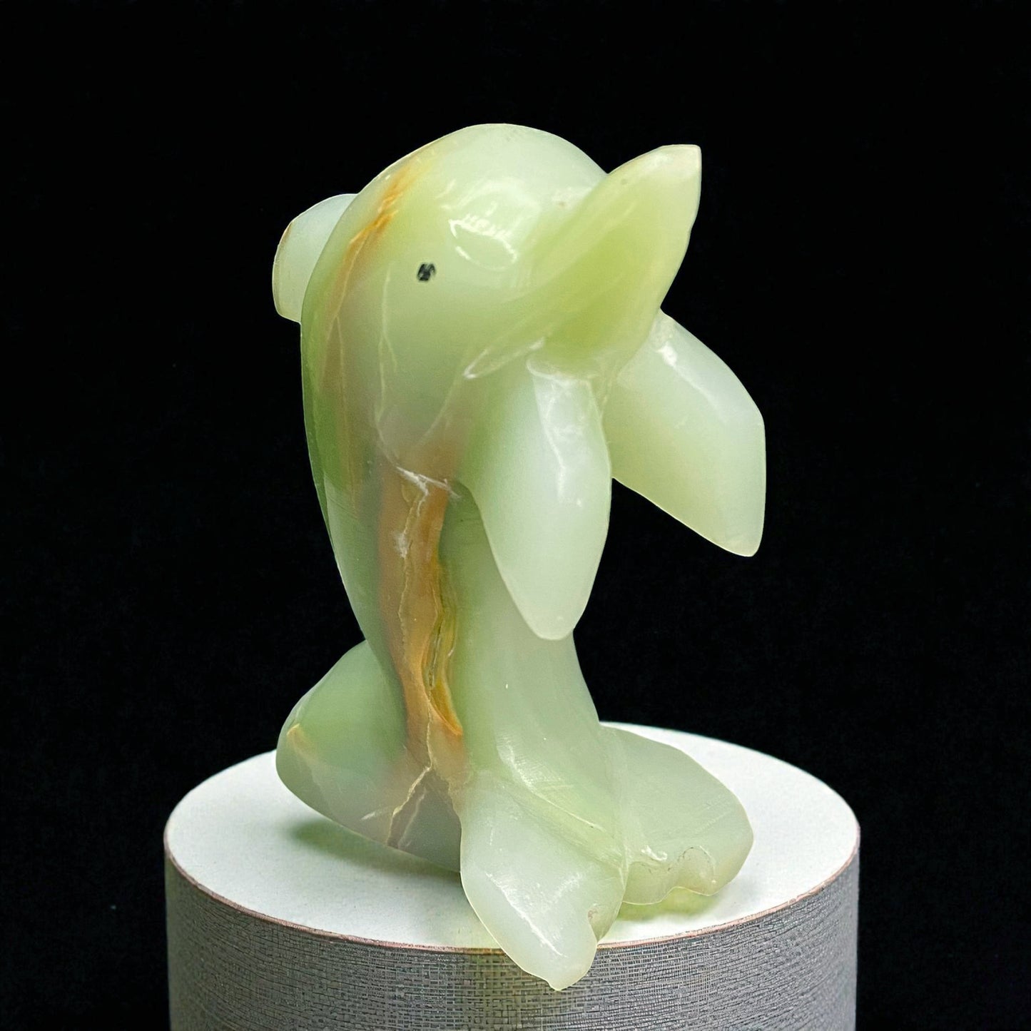 Afghanistan Onyx Dolphin Figurine – Hand-Carved Gemstone Animal