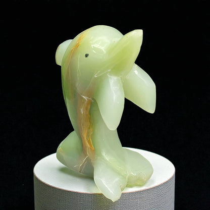 Afghanistan Onyx Dolphin Figurine – Hand-Carved Gemstone Animal