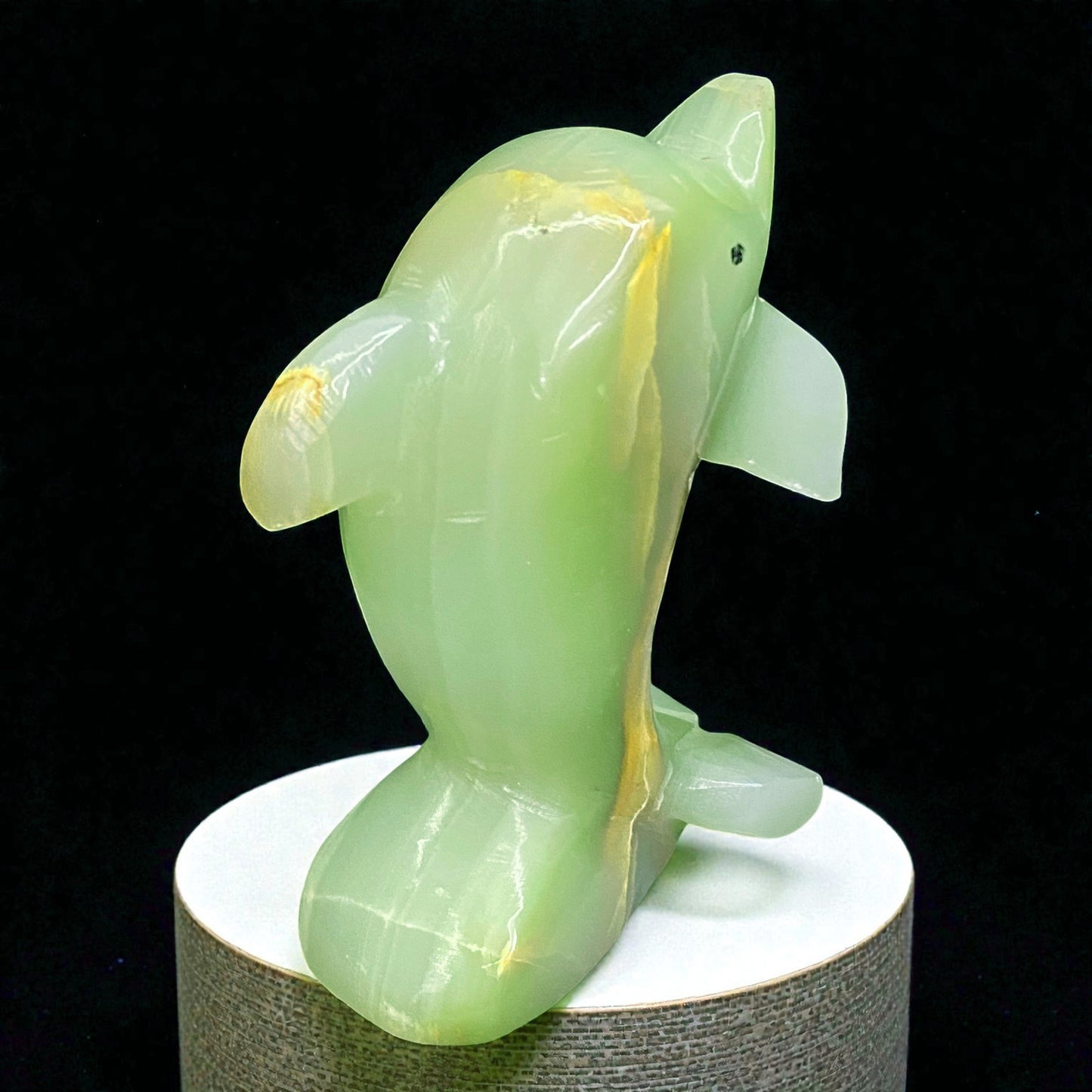 Afghanistan Onyx Dolphin Figurine – Hand-Carved Gemstone Animal