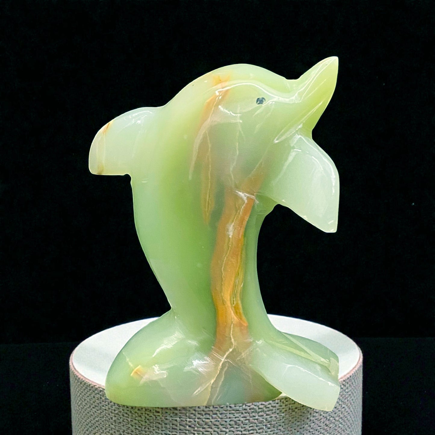 Afghanistan Onyx Dolphin Figurine – Hand-Carved Gemstone Animal