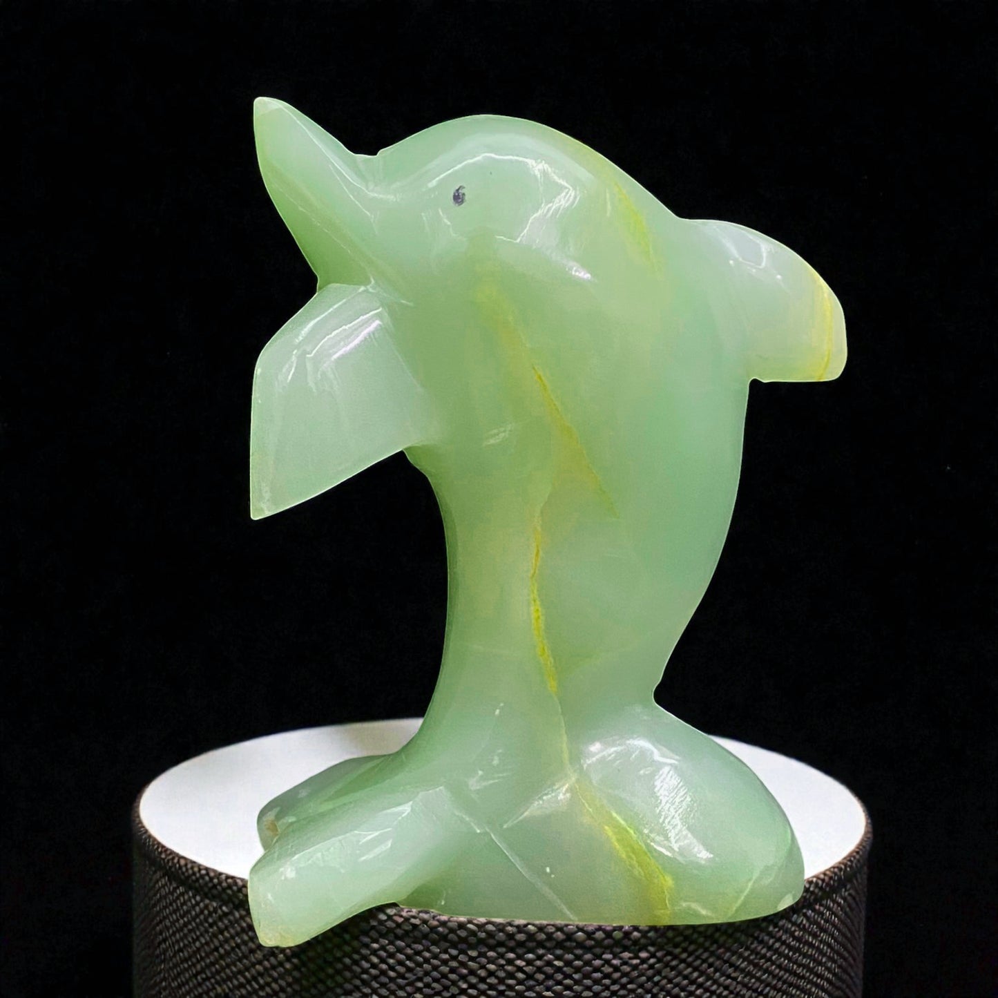 Afghanistan Onyx Dolphin Figurine – Hand-Carved Gemstone Animal