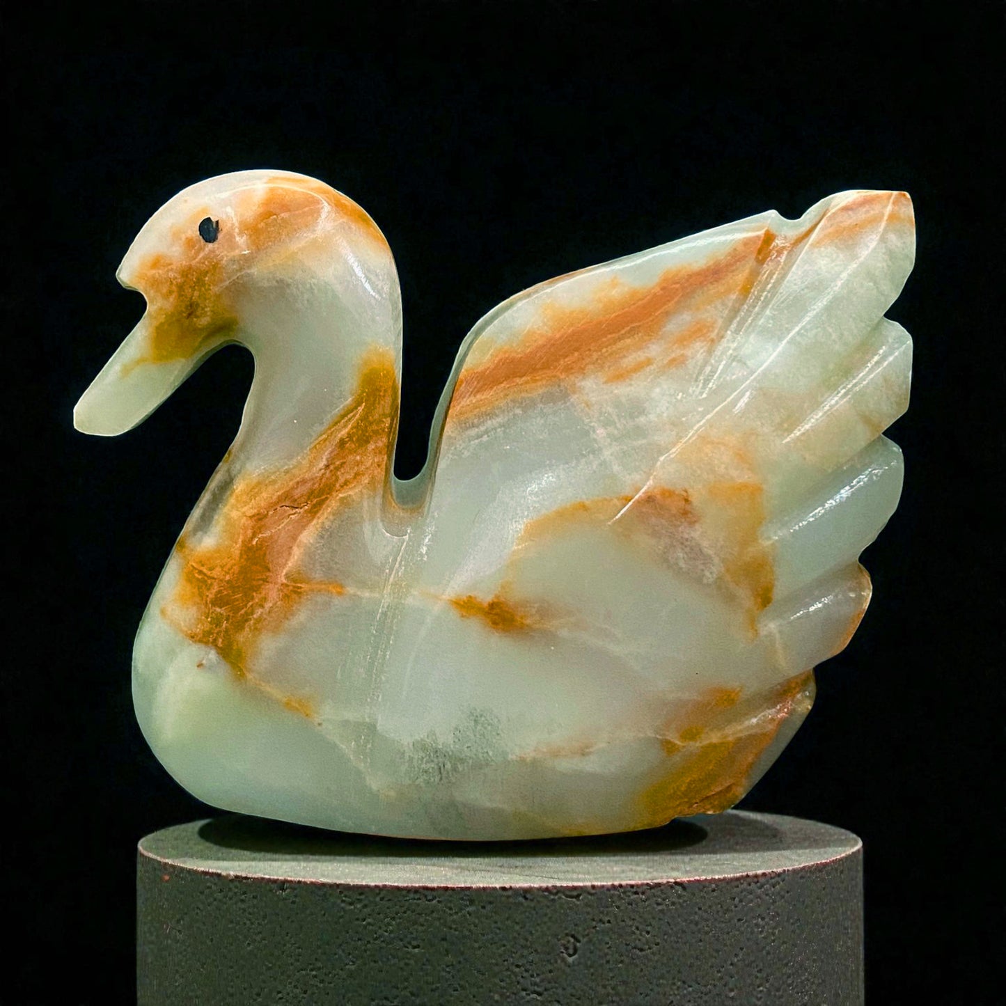 Afghanistan Onyx Swan Figurine – Hand-Carved Gemstone Bird