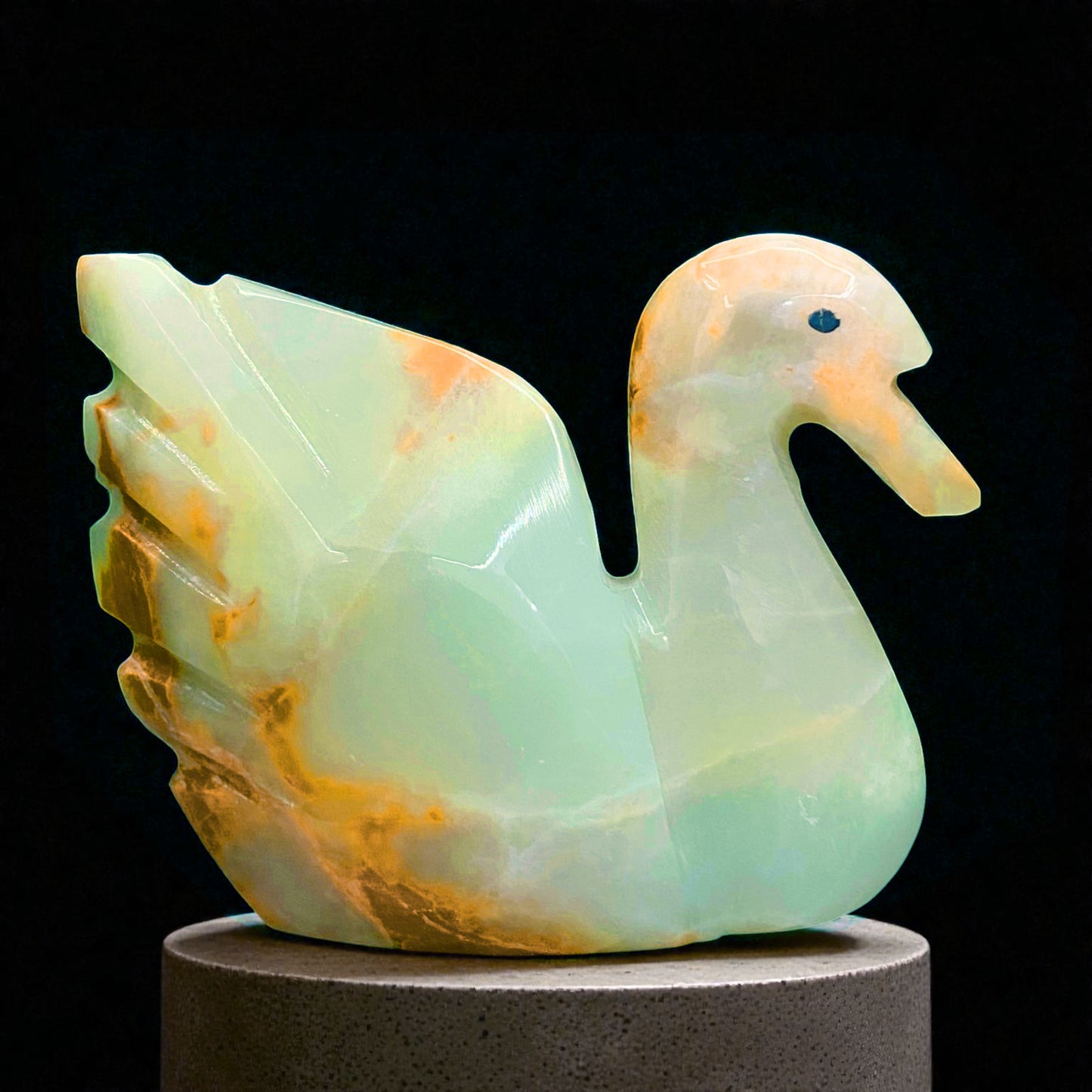 Afghanistan Onyx Swan Figurine – Hand-Carved Gemstone Bird