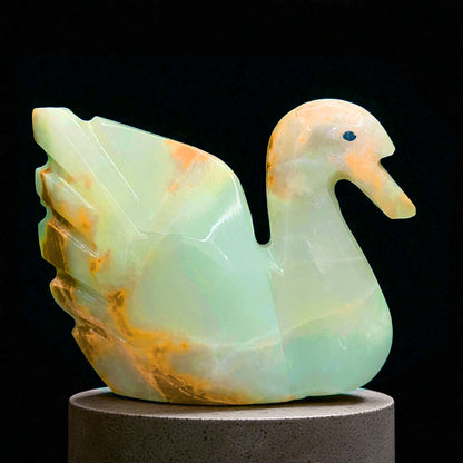 Afghanistan Onyx Swan Figurine – Hand-Carved Gemstone Bird