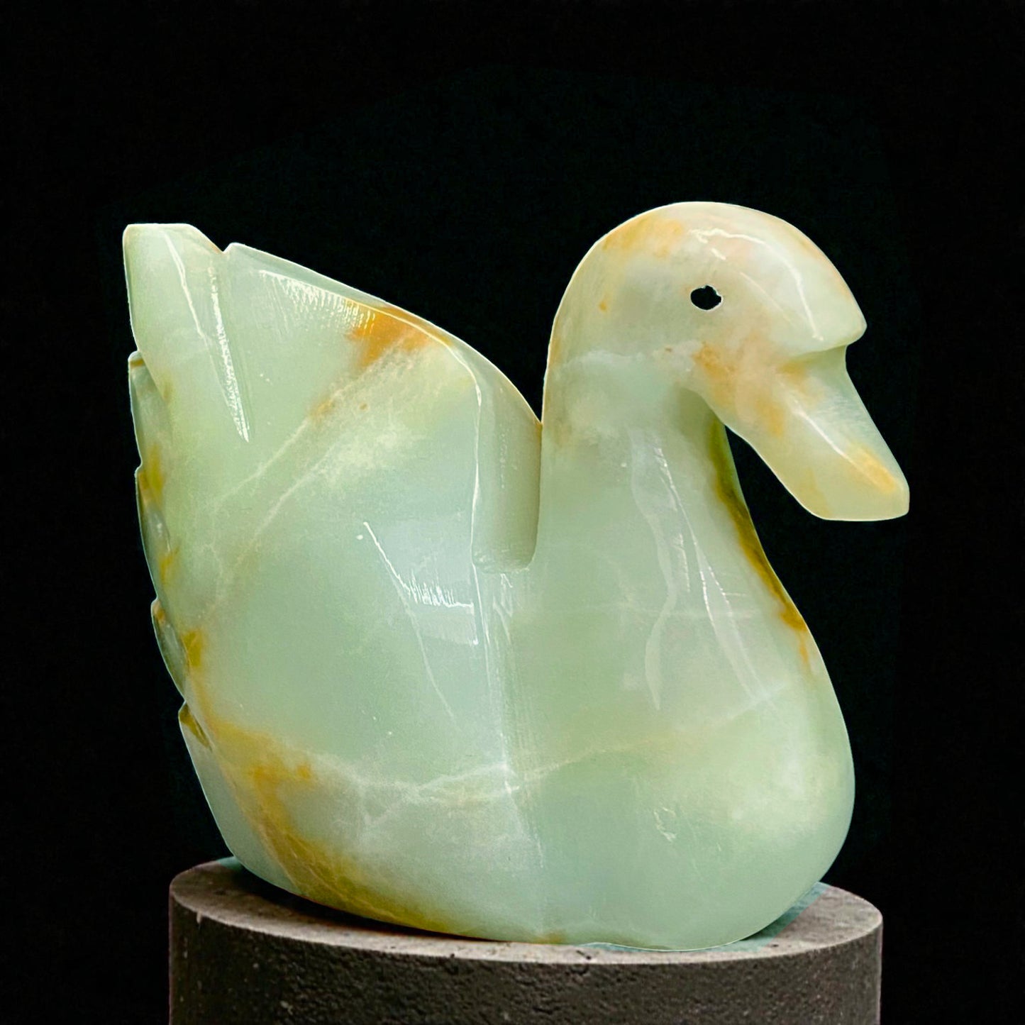 Afghanistan Onyx Swan Figurine – Hand-Carved Gemstone Bird