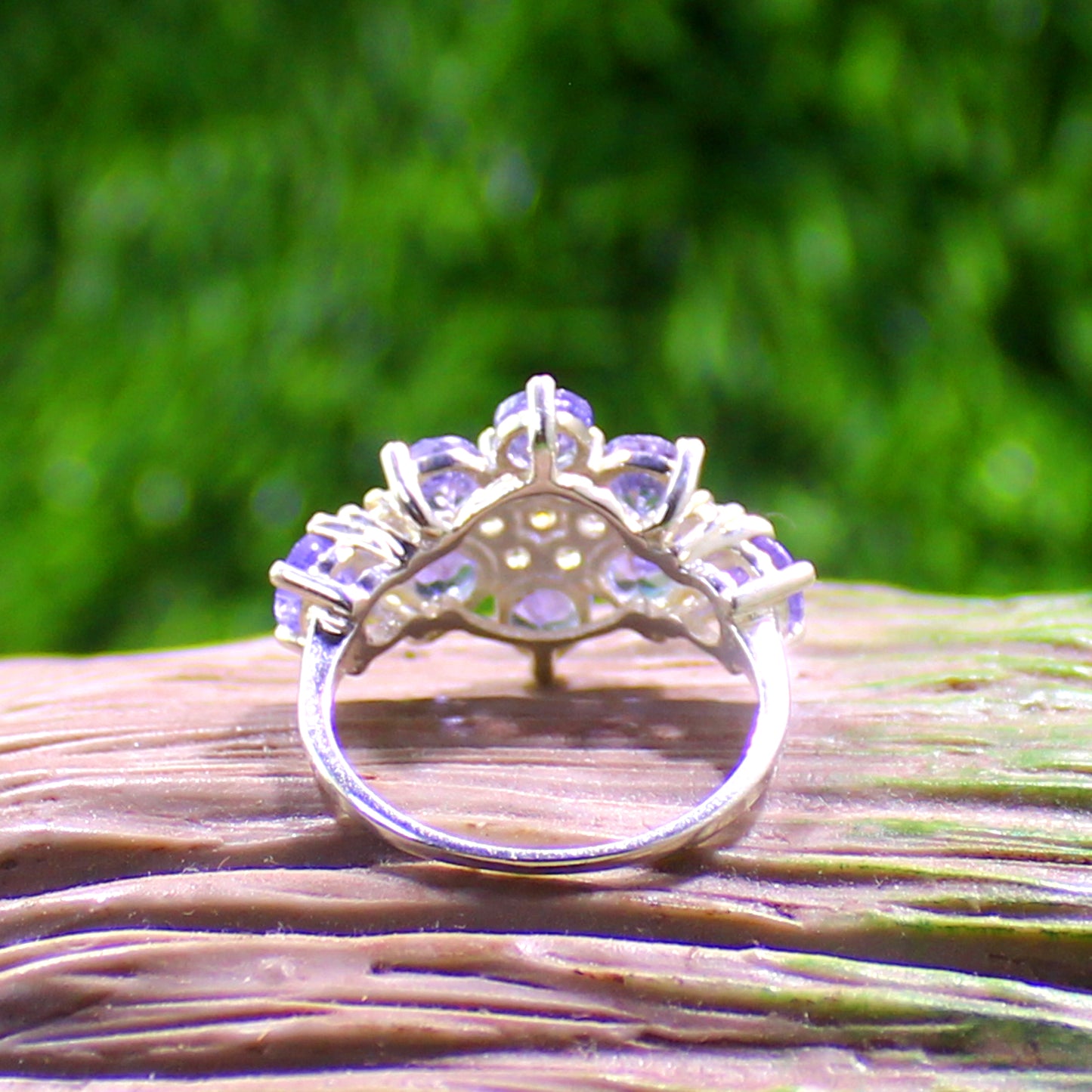 Unique Nat. Tanzanite & Topaz Gemstone 925 Sterling Silver Statement Ring