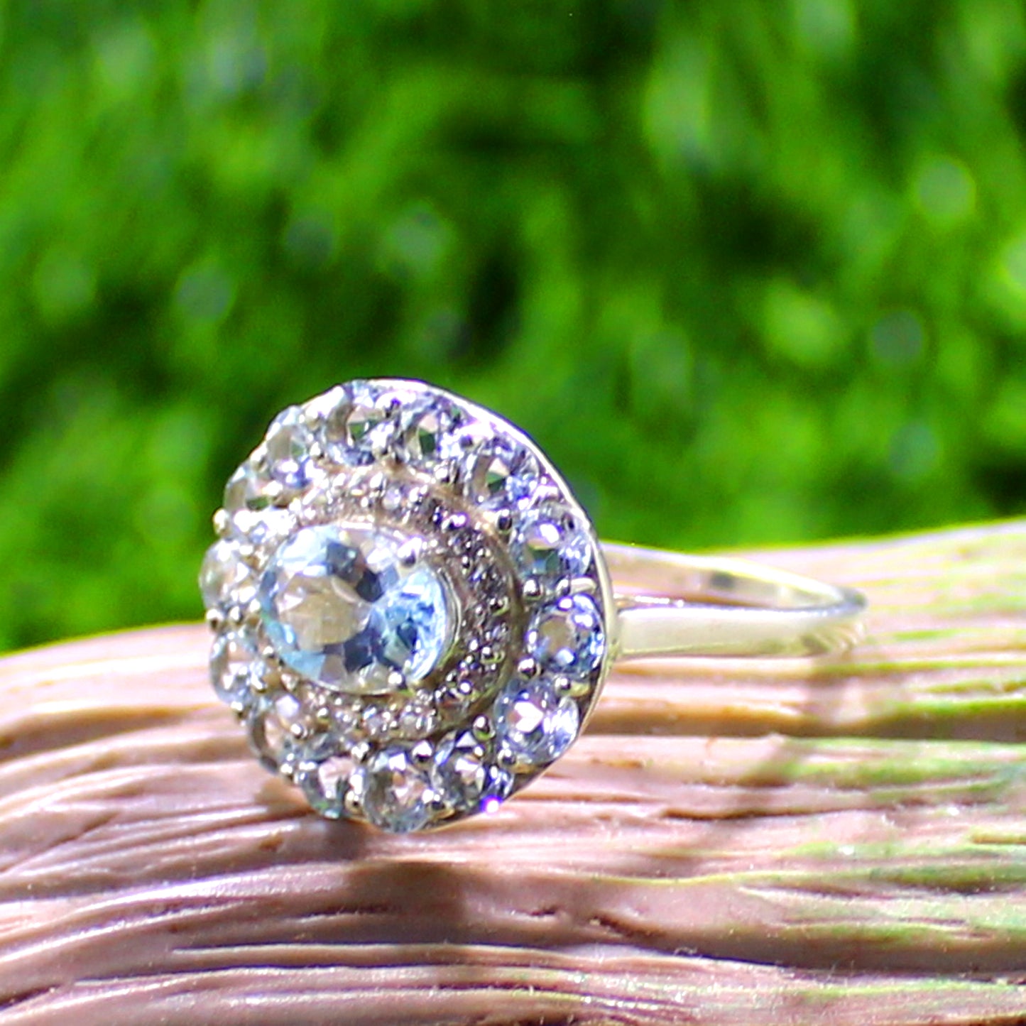 Unique Nat. Blue Topaz Gemstone 925 Sterling Silver Statement Ring