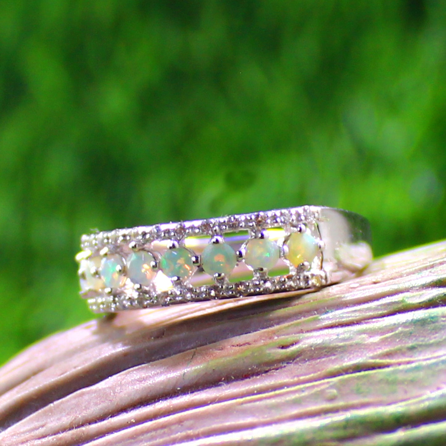 Unique Nat. Ethiopian Opal Gemstone 925 Sterling Silver Statement Ring